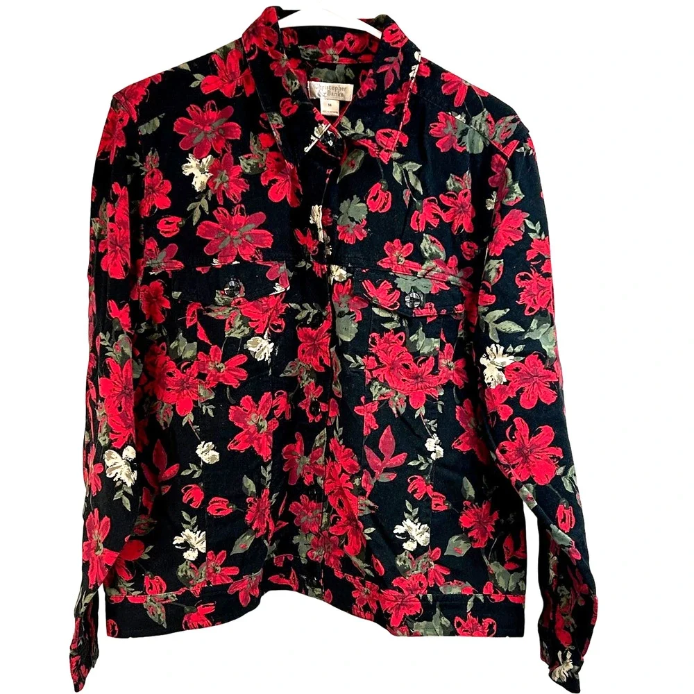 Christopher‎ & Banks Floral Cropped Jacket Size M
